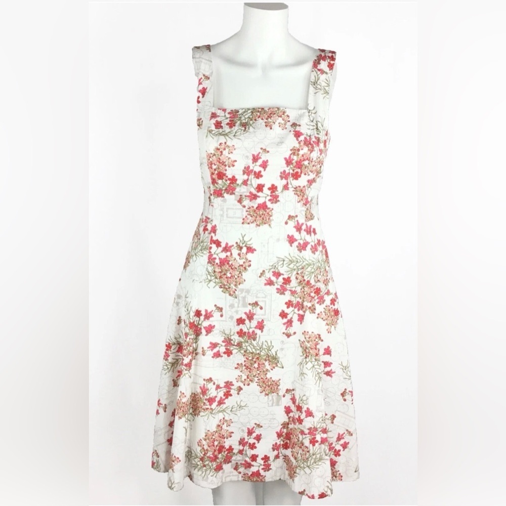 TORY BURCH SYLVIA Dress Wte Floral Sz L(10/12) SRP $325 - Picture 2 of 8